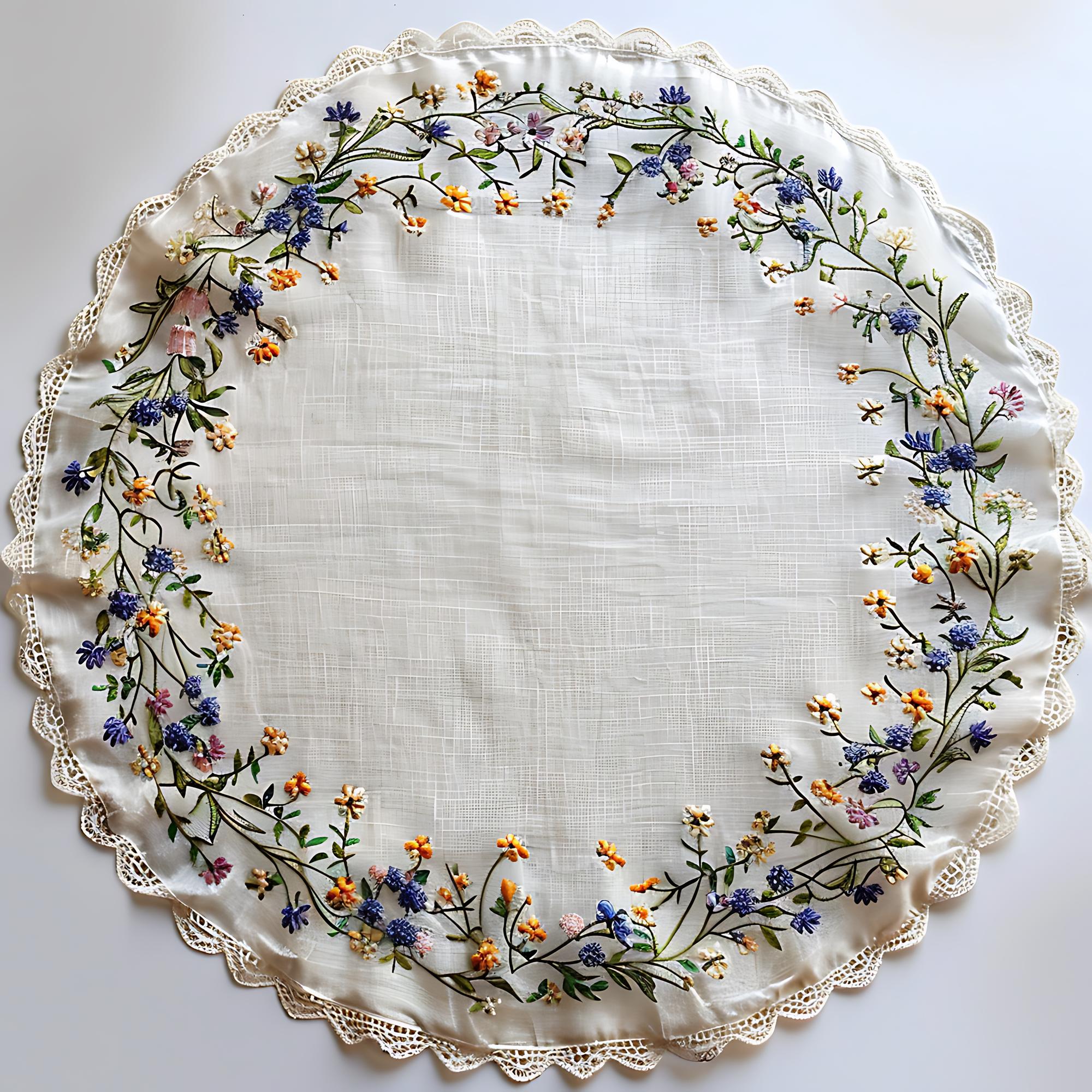 Finished embroidered linen napkin